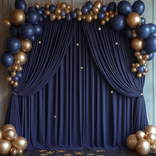 10x10ft Wrinkle Free Navy Blue Backdrop Curtain for Parties Soft Fabric Drapes Wedding Blue Curtain Backdrop for
