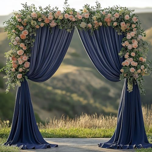 10x10ft Wrinkle Free Navy Blue Backdrop Curtain for Parties Soft Fabric Drapes Wedding Blue Curtain Backdrop for, alternate