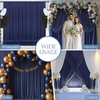 10x10ft Wrinkle Free Navy Blue Backdrop Curtain for Parties Soft Fabric Drapes Wedding Blue Curtain Backdrop for, alternate