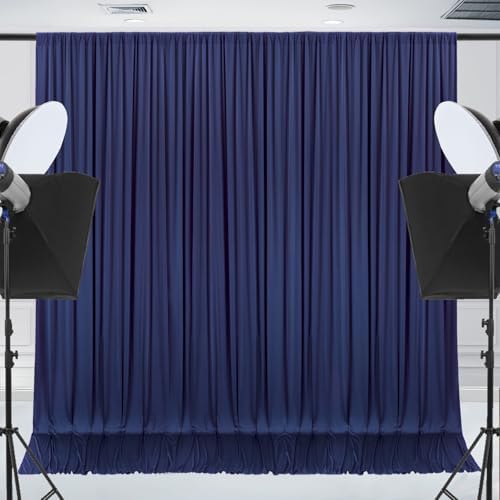 10x10ft Wrinkle Free Navy Blue Backdrop Curtain for Parties Soft Fabric Drapes Wedding Blue Curtain Backdrop for, alternate