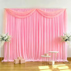 10x10ft Wrinkle Free Pink Backdrop Curtain for Parties in W5' x H10'(2 panels) in Pink, alternate view 4