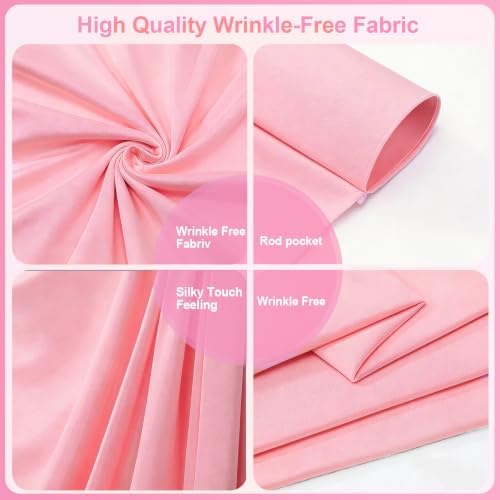 10x10ft Wrinkle Free Pink Backdrop Curtain for Parties in W5' x H10'(2 panels) in Pink, alternate view 6