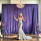 10x10ft Wrinkle Free Purple Backdrop Curtain for Parties in W5' x H10'(2 panels) in Purple
