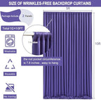 10x10ft Wrinkle Free Purple Backdrop Curtain for Parties in W5' x H10'(2 panels) in Purple, alternate view 5