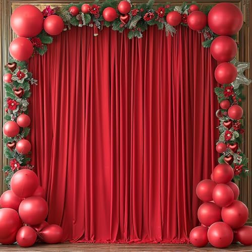 10x10ft Wrinkle Free Red Backdrop Curtain for Parties Soft Fabric Drapes Wedding Red Curtain Backdrop for