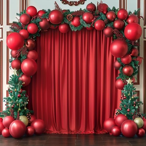 10x10ft Wrinkle Free Red Backdrop Curtain for Parties Soft Fabric Drapes Wedding Red Curtain Backdrop for, alternate view 2