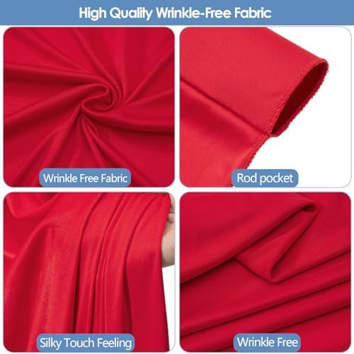 10x10ft Wrinkle Free Red Backdrop Curtain for Parties Soft Fabric Drapes Wedding Red Curtain Backdrop for, alternate view 4