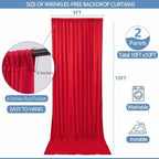10x10ft Wrinkle Free Red Backdrop Curtain for Parties Soft Fabric Drapes Wedding Red Curtain Backdrop for, alternate view 5