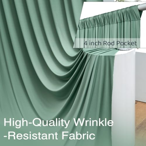 10x10ft Wrinkle Free Sage Green Backdrop Curtains for Parties, 2 Panels 5x10ft Silky Polyester Photo Backdrop, alternate view