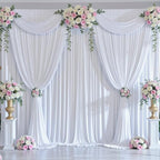 10x10ft Wrinkle Free White Backdrop Curtains for Party Background, 2 Panels 5x10ft Silky Polyester Photo, alternate view 4