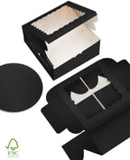 10x10x5 Cake Box, 4 Sets Black Cake Box with Window & 4 Sets 10" Black Cake Round Boards, 10inch Cake Containers, alternate