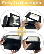 10x10x5 Cake Box, 4 Sets Black Cake Box with Window & 4 Sets 10" Black Cake Round Boards, 10inch Cake Containers, alternate