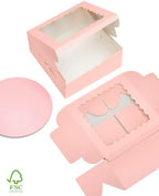 10x10x5 Cake Box, 4 Sets Pink Cake Box with Window & 4 Sets 10" Pink Cake Round Boards, 10inch Cake Containers, alternate