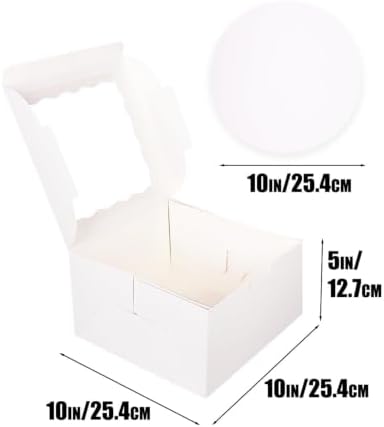 10x10x5 Cake Box, 4 Sets White Cake Box with Window & 4 Sets 10" White Cake Round Boards, 10inch Cake Containers, alternate
