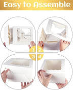 10x10x5 Cake Box, 4 Sets White Cake Box with Window & 4 Sets 10" White Cake Round Boards, 10inch Cake Containers, alternate