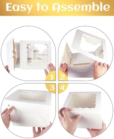 10x10x5 Cake Box, 4 Sets White Cake Box with Window & 4 Sets 10" White Cake Round Boards, 10inch Cake Containers, alternate