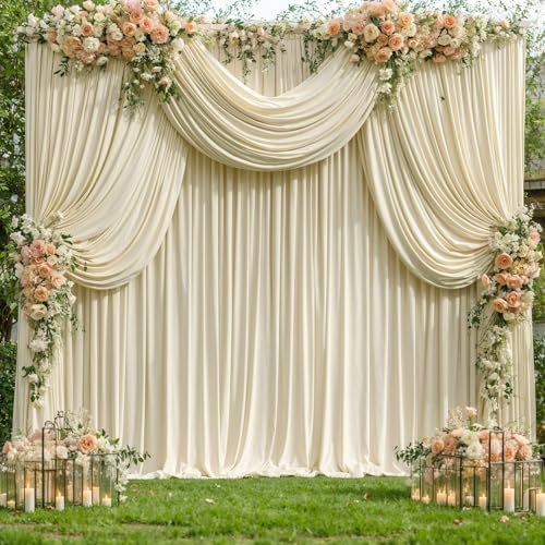 10x12 Backdrop Curtains for Wedding Party Wrinkle Free Beige Backdrops Curtain Drapes Fabric Decorations Photo, alternate