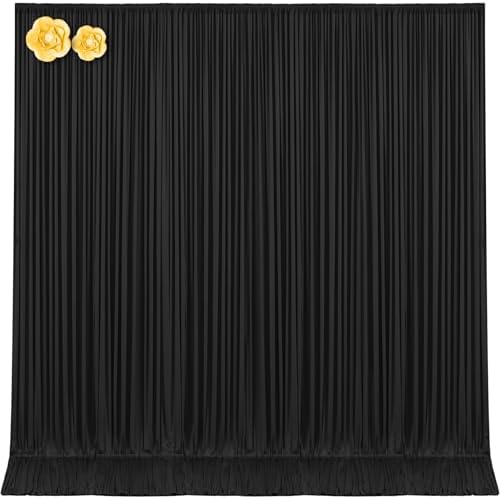 10x12 Black Backdrop Curtains for Wedding Party Wrinkle Free Backdrops Curtain Drapes Fabric Decorations Photo
