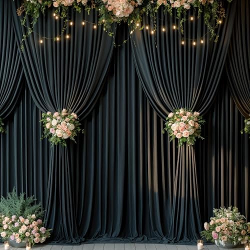 10x12 Black Backdrop Curtains for Wedding Party Wrinkle Free Backdrops Curtain Drapes Fabric Decorations Photo, alternate