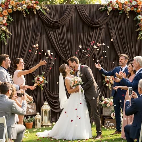 10x12 Brown Backdrop Curtains for Wedding Party Wrinkle Free Backdrops Curtain Drapes Fabric Decorations Photo, alternate