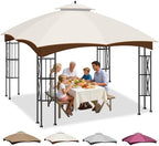 10x12 Double Tiered Gazebo Replacement Canopy, Upgraded 300D Polyester Heavy Duty Canopy Cover Top with Air