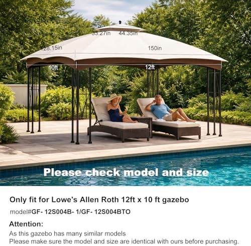 10x12 Double Tiered Gazebo Replacement Canopy, Upgraded 300D Polyester Heavy Duty Canopy Cover Top with Air, alternate view 5