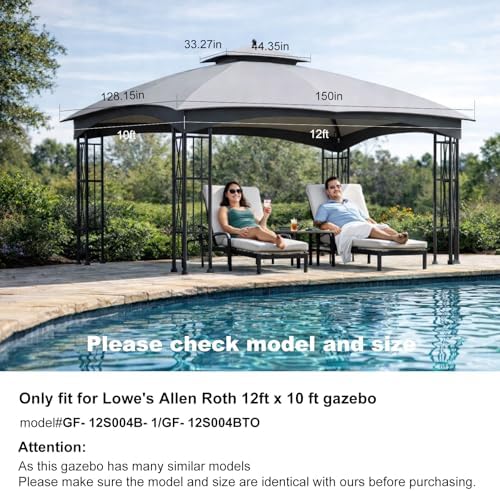 10x12 Double Tiered Gazebo Replacement Canopy, Upgraded 300D Polyester Heavy Duty Canopy Cover Top with Air, alternate view 2