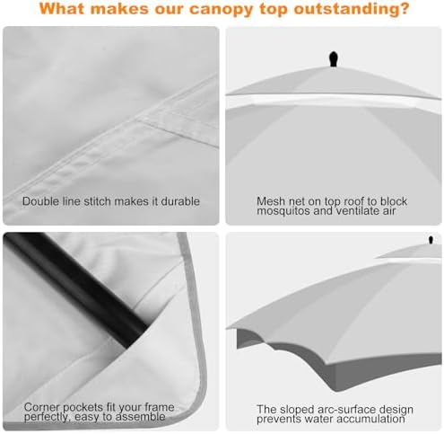 10x12 Double Tiered Gazebo Replacement Canopy, Upgraded 300D Polyester Heavy Duty Canopy Cover Top with Air, alternate view 5