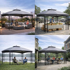 10x12 Double Tiered Gazebo Replacement Canopy, Upgraded 300D Polyester Heavy Duty Canopy Cover Top with Air, alternate view 6