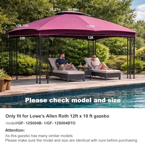 10x12 Double Tiered Gazebo Replacement Canopy, Upgraded 300D Polyester Heavy Duty Canopy Cover Top with Air, alternate view 2