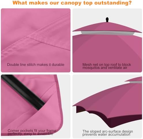 10x12 Double Tiered Gazebo Replacement Canopy, Upgraded 300D Polyester Heavy Duty Canopy Cover Top with Air, alternate view 5