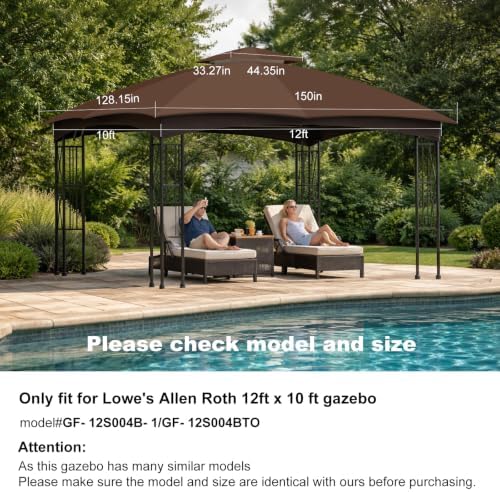 10x12 Double Tiered Gazebo Replacement Canopy, Upgraded 300D Polyester Heavy Duty Canopy Cover Top with Air, alternate view 2