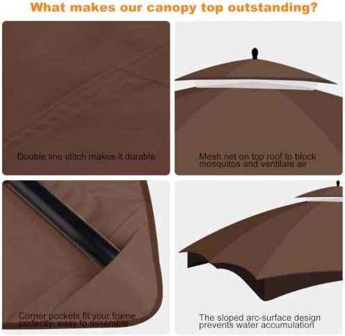 10x12 Double Tiered Gazebo Replacement Canopy, Upgraded 300D Polyester Heavy Duty Canopy Cover Top with Air, alternate view 5