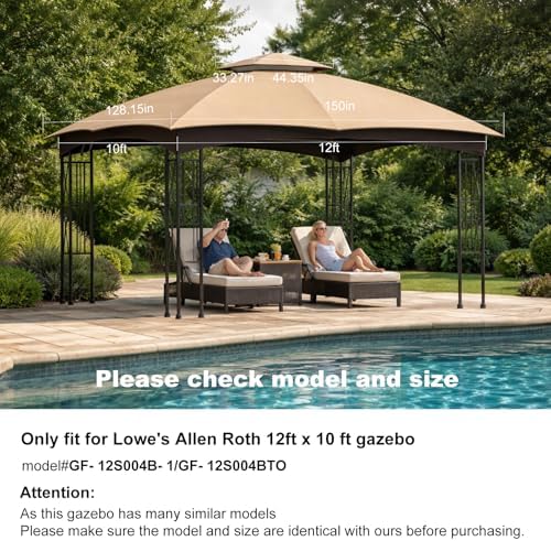 10x12 Double Tiered Gazebo Replacement Canopy, Upgraded 300D Polyester Heavy Duty Canopy Cover Top with Air, alternate view 2
