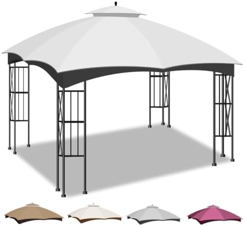 10x12 Double Tiered Gazebo Replacement Canopy, Upgraded 300D Polyester Heavy Duty Canopy Cover Top with Air