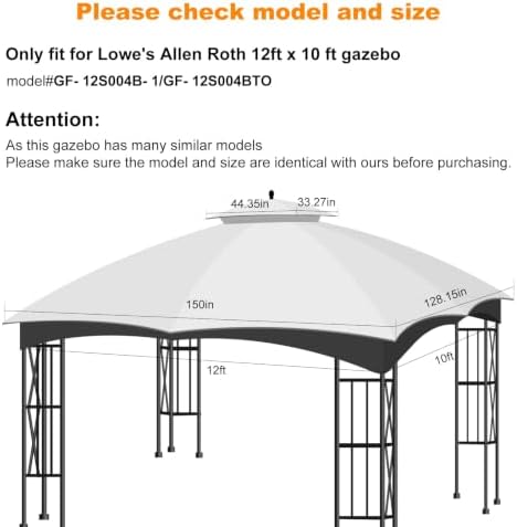 10x12 Double Tiered Gazebo Replacement Canopy, Upgraded 300D Polyester Heavy Duty Canopy Cover Top with Air, alternate view 2