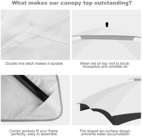 10x12 Double Tiered Gazebo Replacement Canopy, Upgraded 300D Polyester Heavy Duty Canopy Cover Top with Air, alternate view 3
