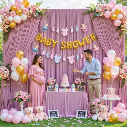 10x12 Dusty Pink Backdrop Curtains for Wedding Party Wrinkle Free Backdrops Curtain Drapes Fabric Decorations, alternate view