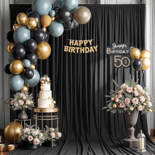 10x12 FT Black Backdrop Curtain for Parties Wrinkle Free Photo Backdrop Curtains Polyester Wedding Back Drop, alternate view