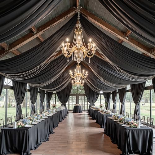 10x12 FT Black Backdrop Curtain for Parties Wrinkle Free Photo Backdrop Curtains Polyester Wedding Back Drop, alternate view