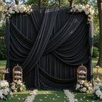 10x12 ft Black Backdrop Curtains for Weddings Parties, Birthdays and Photos in 10x12 ft