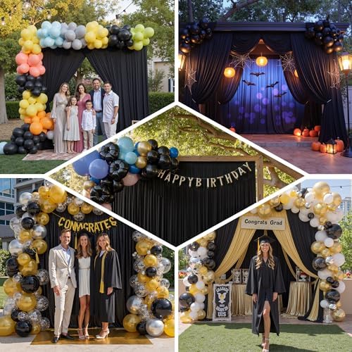 10x12 ft Black Backdrop Curtains for Weddings Parties, Birthdays and Photos in 10x12 ft, alternate view 4