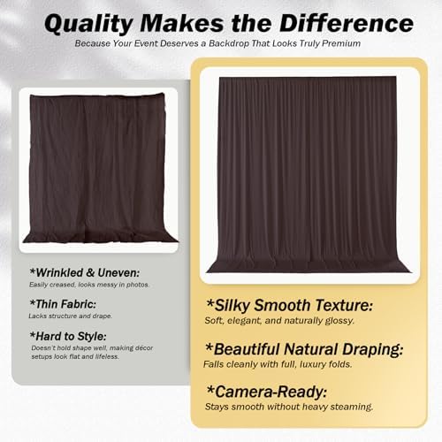 10x12 ft Brown Backdrop Curtains for Weddings, Birthdays and Photos in 10x12 ft, alternate view 3