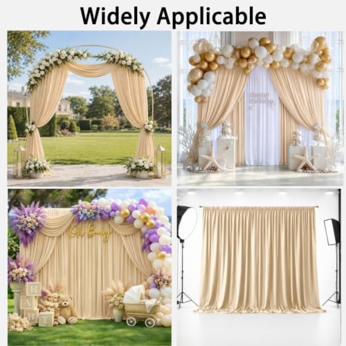 10x12 ft Champagne Backdrop Curtains for Wedding, Party and Photo in 10FT(W) x 12FT(H) in Champagne, alternate view 5