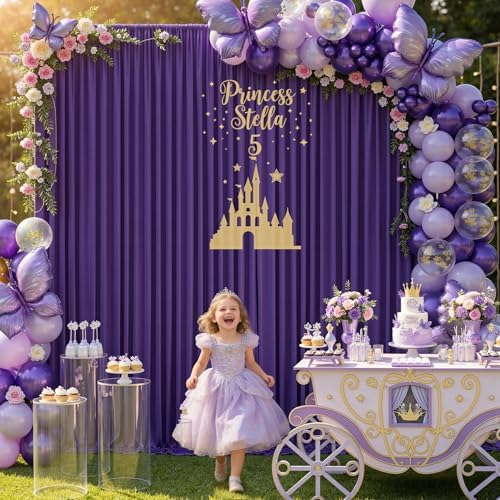 10x12 ft Deep Purple Backdrop Curtains for Weddings, Birthdays and Photos in 10x12 ft, alternate view 2
