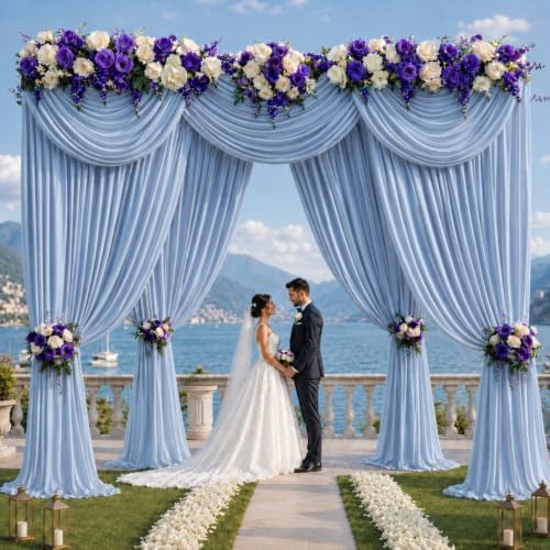 10x12 ft Dusty Blue Backdrop Curtains for Wedding, Party and Photo in 10FT(W) x 12FT(H) in Dusty Blue, alternate view 2
