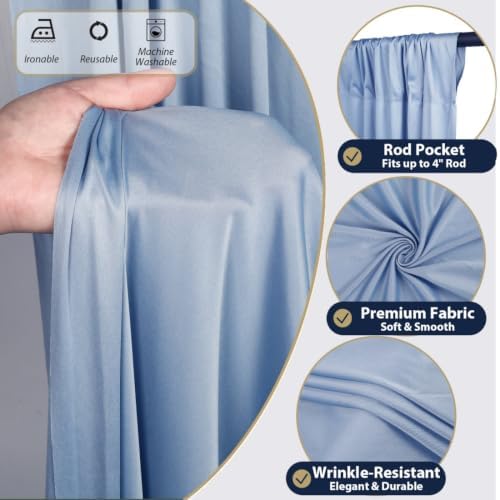 10x12 ft Dusty Blue Backdrop Curtains for Wedding, Party and Photo in 10FT(W) x 12FT(H) in Dusty Blue, alternate view 4