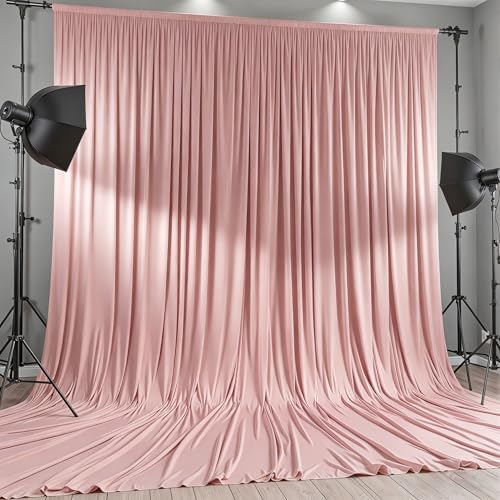 10x12 FT Dusty Rose Backdrop Curtain for Parties Wrinkle Free Photo Backdrop Curtains Polyester Wedding Back