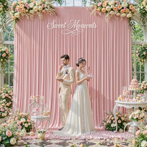 10x12 FT Dusty Rose Backdrop Curtain for Parties Wrinkle Free Photo Backdrop Curtains Polyester Wedding Back, alternate view