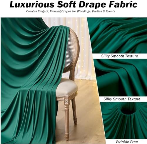10x12 ft Forest Green Backdrop Curtains for Weddings, Birthdays and Photos in 10x12 ft, alternate view 4